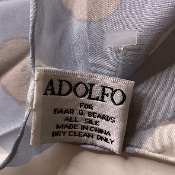 Vintage Adolfo silk neck scarf soft pastels brush stroke print - Picture 3 of 7